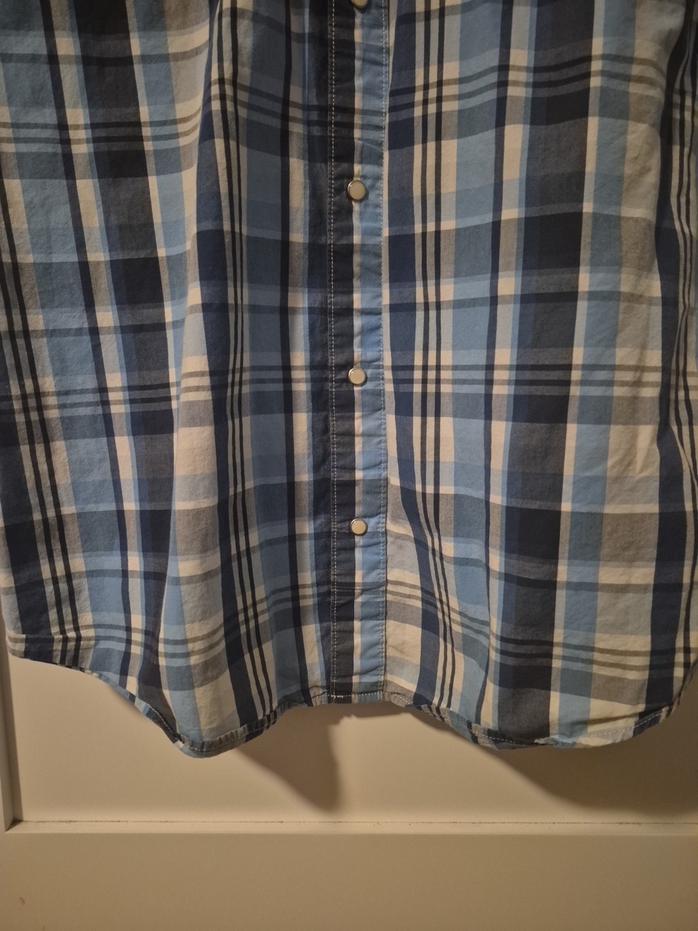 Levi's Short-Sleeve Shirt Mens Western Blue White Plaid Pearl Snap XXL - Picture 6 of 8